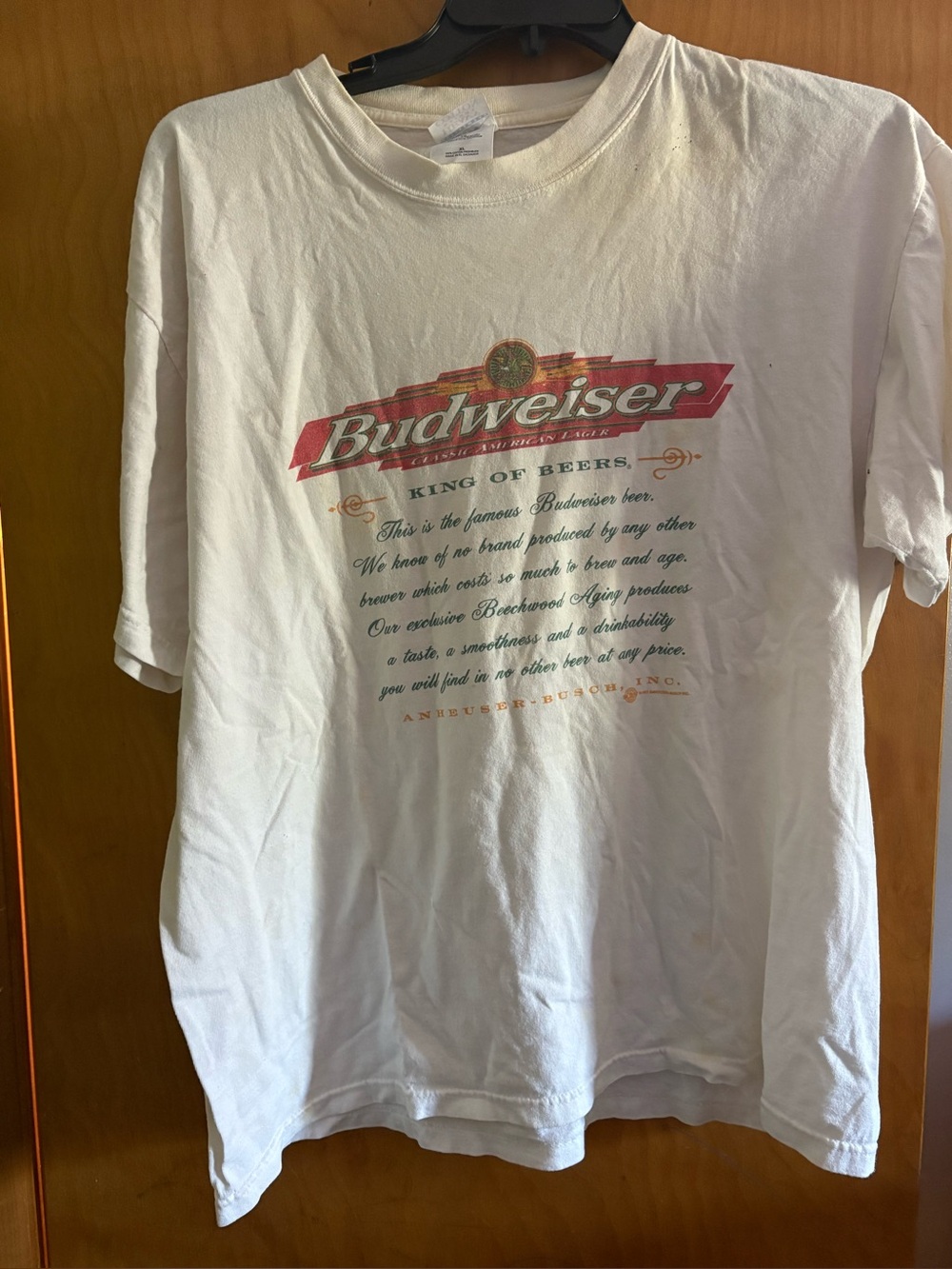 Vintage Budweiser king of beers White Graphic Logo Men’s T-Shirt